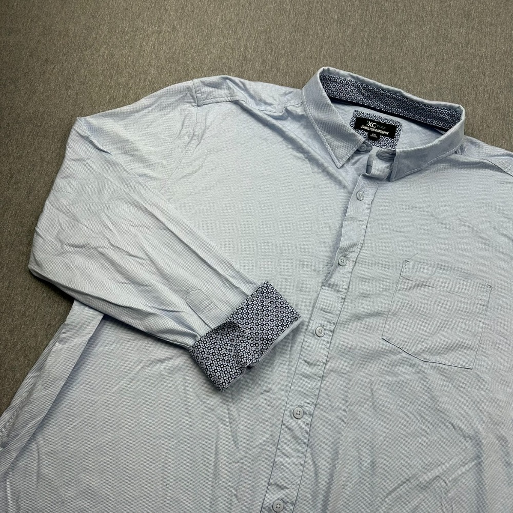 Johnston & Murphy XC Flex Button‎ Up Long Sleeve Shirt Mens XXL Flip Cuff Blue